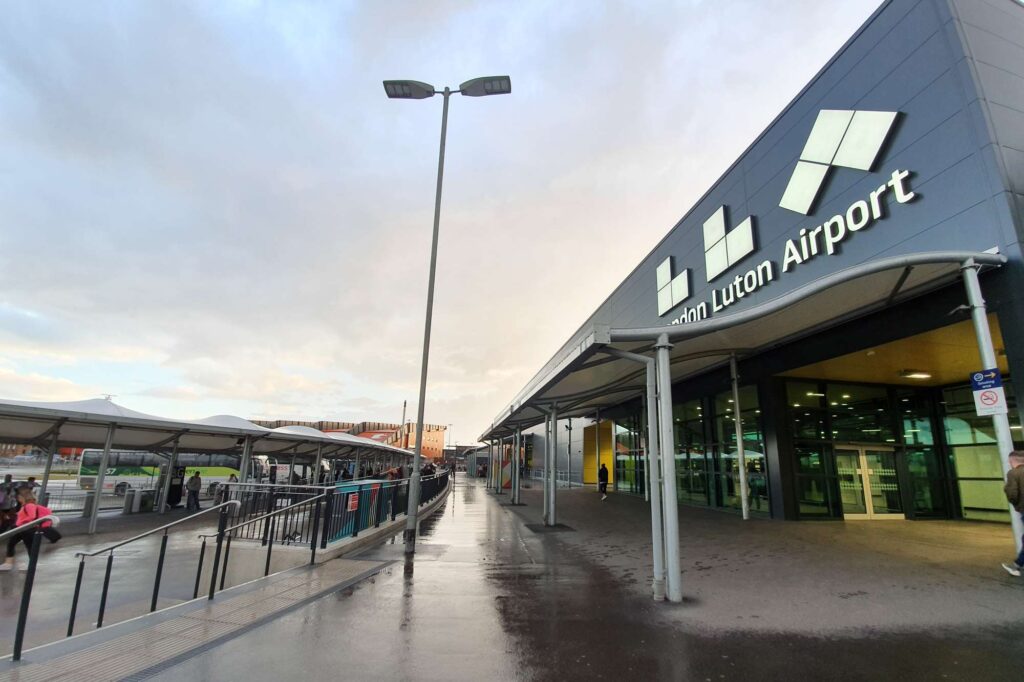 Terminal entrance of Luton Airport